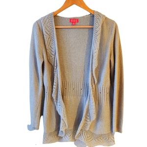 Elle Grey Ruffled Metallic Cardigan Size Medium
